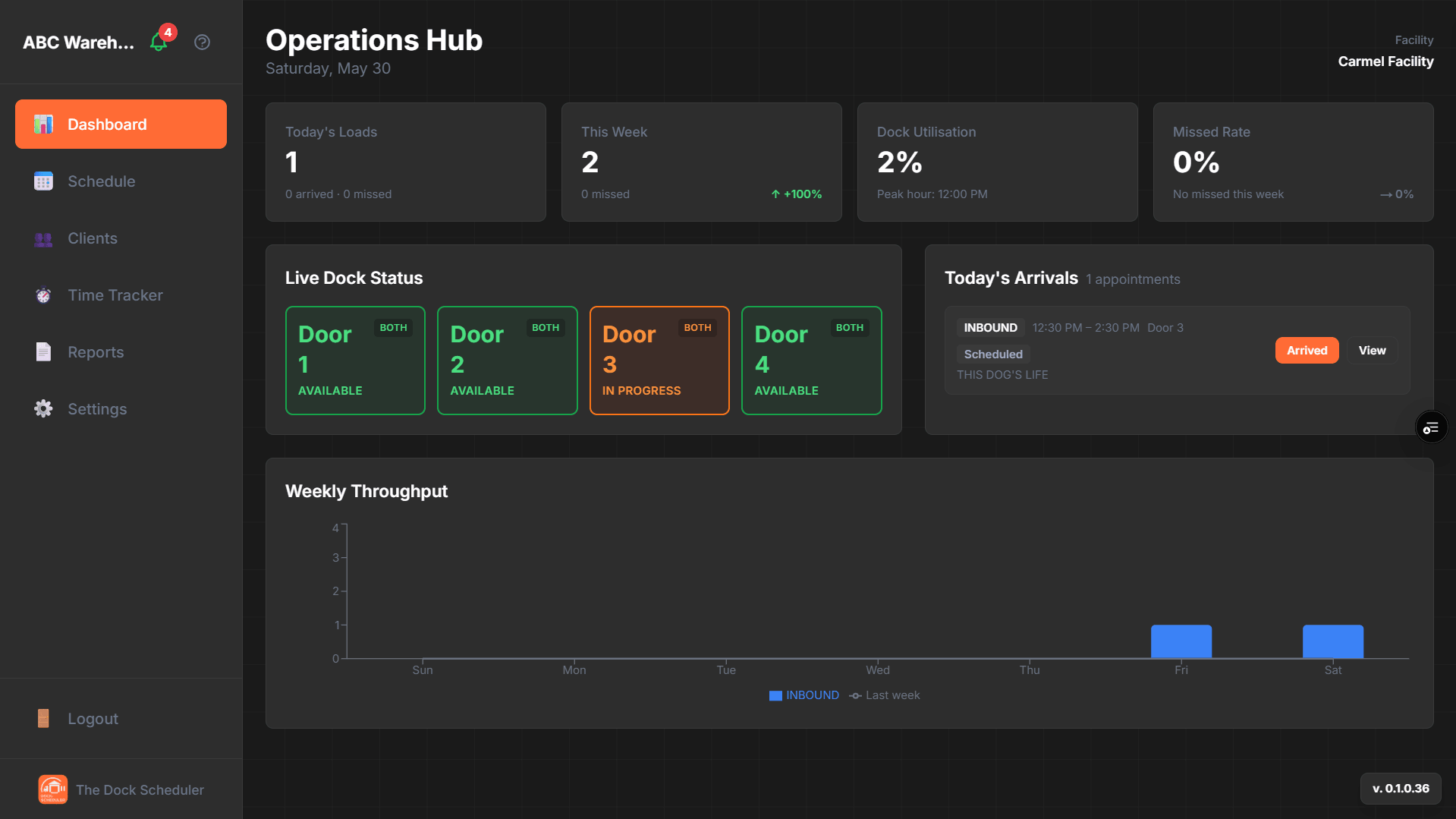 Dock-Scheduler dashboard screenshot 2